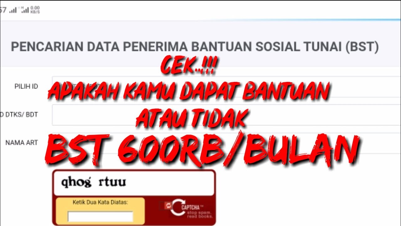 CARA CEK DATA PENERIMA BANTUAN SOSIAL TUNAI (BST) 600RB - YouTube