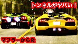 【Aventador】Amazing exhaust sounds in tunnel. Lamborghini.