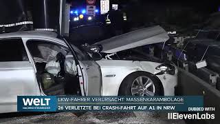 POŚCIG W NIEMCZECH: 20 rannych! Kierowca ciężarówki powoduje masowy karambol na autostradzie A1!