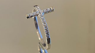 #DIY HOW TO MAKE А CROSS RING WITH WHITE GOLD DIAMONDS #Кольцо крест