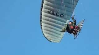 Motorised Paraglider over Prestatyn Promenade Wales UK Rhyl Denbighshire