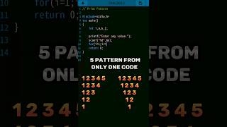Print Five Pattern from only one code |17| c programming #c #pattern #code ‎@Eralogy 