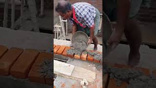 #Shorts _Roof Level Bricklaying with Cement Mixer #bricklaying #roof