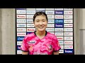 橋本帆乃香 日本生命レッドエルフvs九州アスティーダ 2021年9月10日（金）ノジマtリーグ2021 2022　試合後インタビュー【卓球 tリーグ公式】