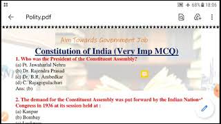 Constitution of India MCQ| OSSC| OPSC| CPSE| OAS