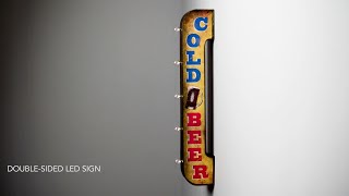 Vintage Cold Beer LED Marquee Sign Wall Decor | American Art Decor