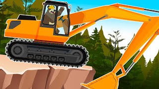 Build a Bridge over the Mountains by Helicopter, Dump Truck, Log Loader |The Bear's Construction