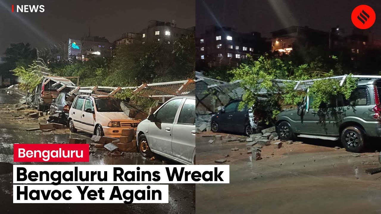 Bengaluru Rains: Cars Damaged, Waterlogged Roads And Wall Collapse Near ...