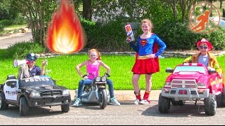 Little Heroes 45 - Superhero Intern, Supergirl and The Kid Firemen Driving Cars