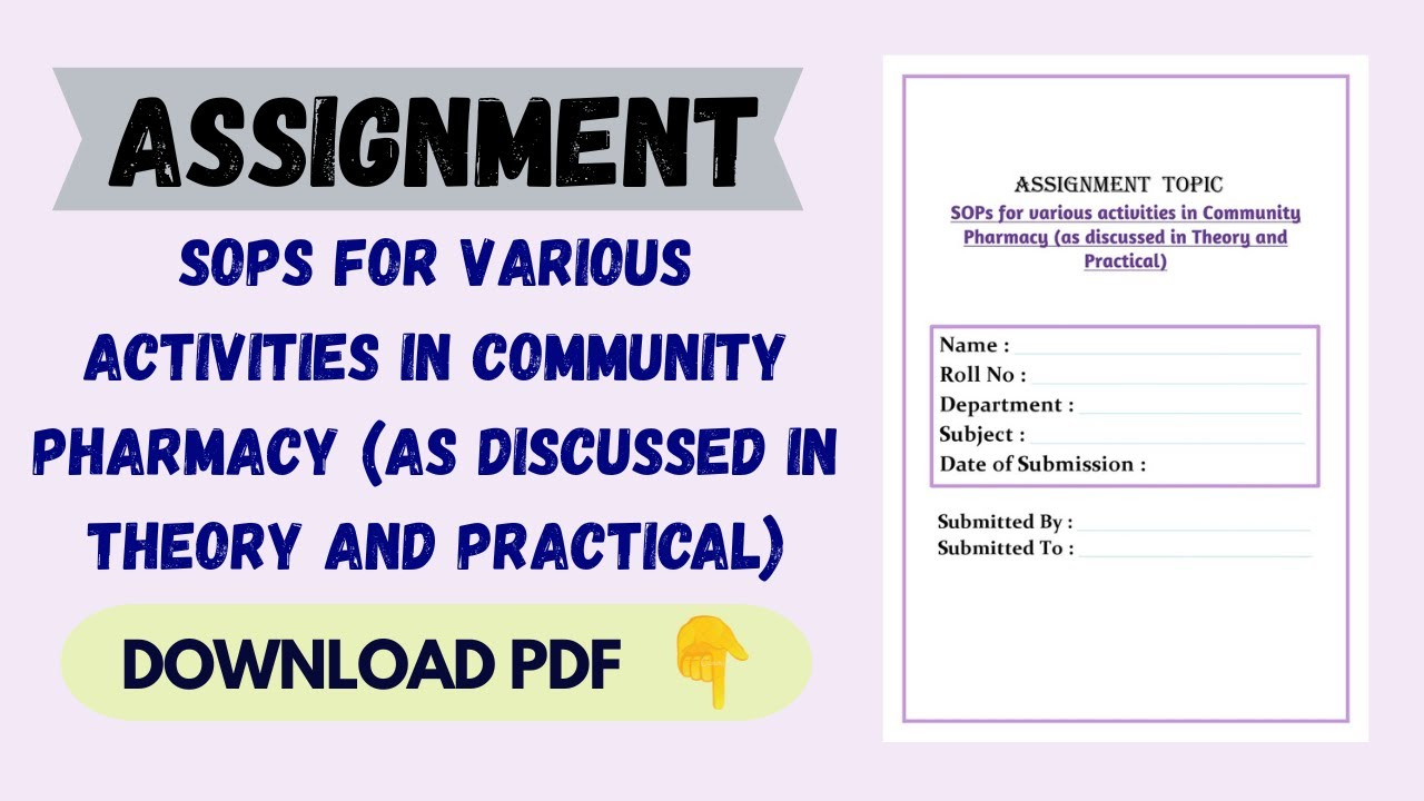Sops For Various Activities In Community Pharmacy As Discussed In
