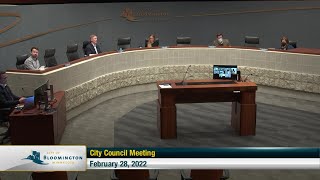 February 28, 2022 Bloomington City Council Meeting