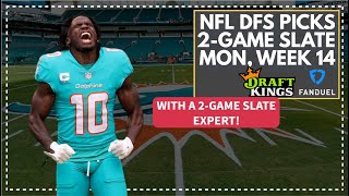 NFL DFS Picks, Strategy for the Monday 2-Game Slate! Week 14 FanDuel, DraftKings Lineup Advice LIVE!