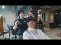 asmr close up with a cute hairdresser professional haircut shampoo and head spa