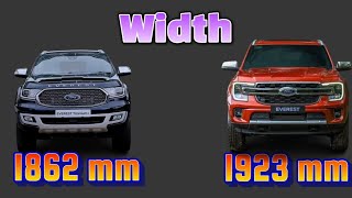 Comparison Dimension of Next Gen Ford everest vs Old Ford Everest