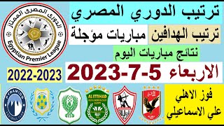 ترتيب الدوري المصري وترتيب الهدافين اليوم الاربعاء 5-7-2023 في الجولة 18 المؤجلة - فوز الاهلي