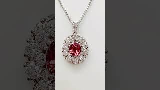 0.92ct 天然パパラチャサファイア / 天然ダイヤモンド合計0.80ct /　プラチナ製ペンダントネックレス GIA鑑定書付き