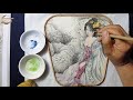 Chinese Gongbi painting tutorial: how to coloring a beautiful woman