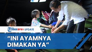 Jokowi Bagikan Makanan kepada Anak-anak Korban Gempa Cianjur: Ini Ayamnya, Dimakan Ya