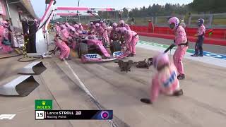 Lance Stroll hits his pit crew 2020 Emilia Romagna Grand Prix