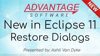 New in Eclipse 11: Restore Dialogs