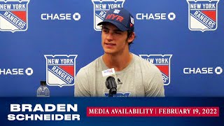 New York Rangers: Braden Schneider Media Availability | Feb. 19, 2022