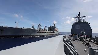 USS Chancellorsville (CG 62) Conducts a Replenishment-at-sea with USNS Yukon (T-AO-202)