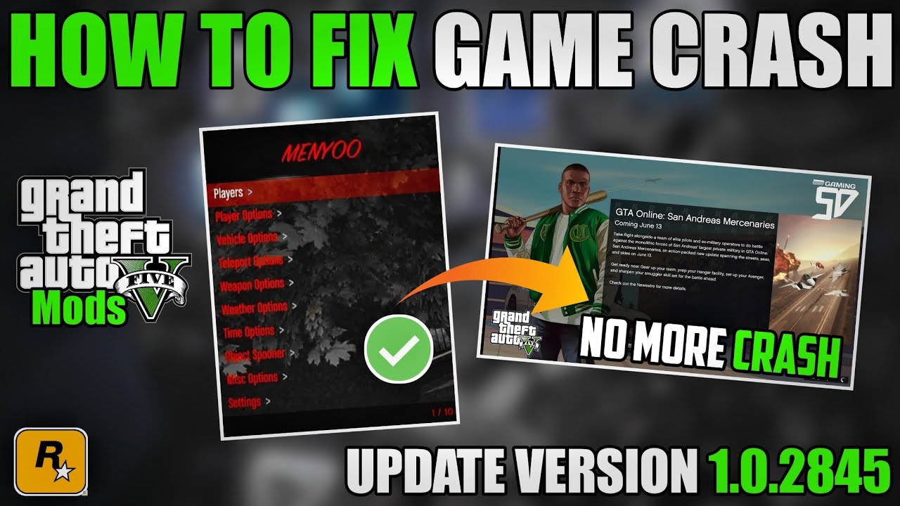 GTA V - HOW TO [FIX] GAME CRASH | UPDATE VERSION 1.0.2845 | 2K23 - YouTube