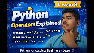 #pythonforbeginners Operators Explained | Arithmetic,Comparison,Logical & Assignment Python Lesson3