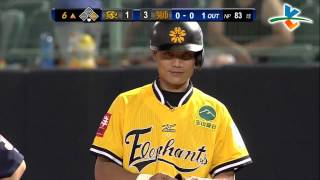 20130811 CPBL 象VS獅 6上 王勝偉中間方向穿越安打+單場第二盜