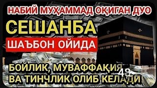 СЕШАНБА МУБОРАК ШАЪБОН ОЙИДА, НАБИЙ МУҲАММАД ОҚИГАН ДУО БОЙЛИК, МУВАФФАҚИЯТ ВА ТИНЧЛИК ОЛИБ КЕЛАДИ