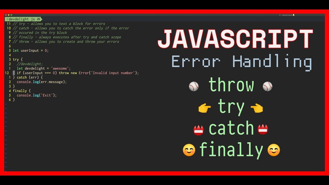 JavaScript Error Handling - Try, Throw, Catch, Finally. - YouTube