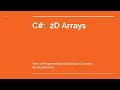 C#:  2D Arrays