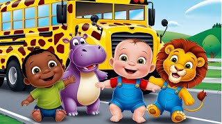 Wheels On The Bus - Zoo Ride + More Vehicles Rhymes \u0026 Songs for Kids | Bus Jungle Safari