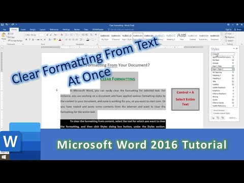 Как очистить форматирование всего текста в документах в Microsoft Word 2016 Учебное пособие