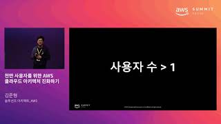 천만 사용자를 위한 AWS 클라우드 아키텍처 진화하기 - 김준형 솔루션즈 아키텍트(AWS)