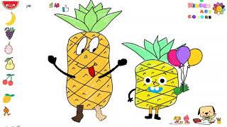 how my child draws funny fruits pineapple and baby pineapple, this video for kids , easy draw  #usa