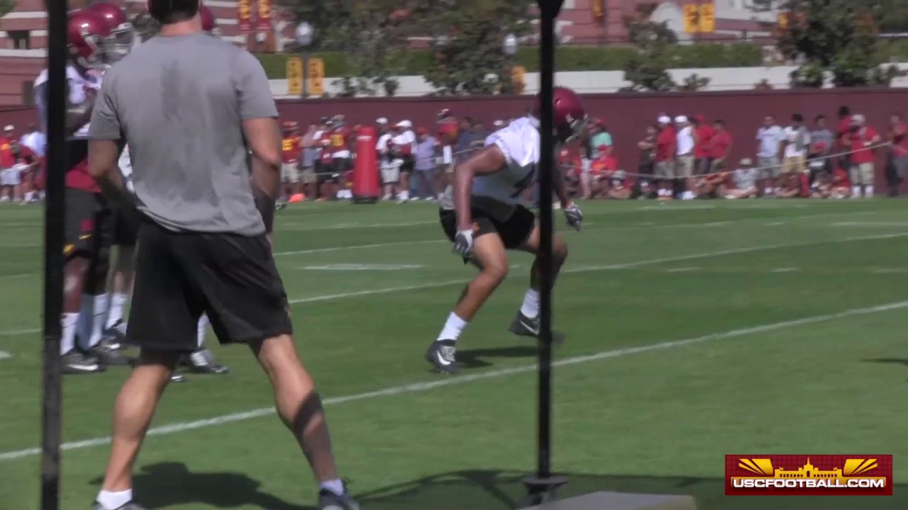 USC Fall Camp: Outside Linebacker Drills - YouTube