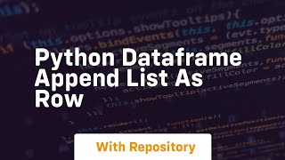 python dataframe append list as row