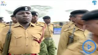 Administration Police officers prepare for a guard of honor at National Police College, Embakasi