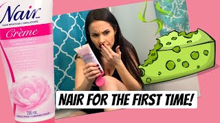 Using NAIR Hair Removal Cream on my LEGS for the FIRST TIME || VERY HAIRY LEGS || Nair Review