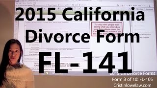 Filing California Divorce Forms: Form 10 of 10 the FL-141