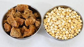 5 मिनट में भयंकर ठण्ड में बनाये चना दाल से Ladoo - Daal aur gur ke ladoo