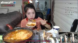 피트니스요정) 부대찌개3인분 편의점족발 망고빙수 먹방 eatingshow 150624