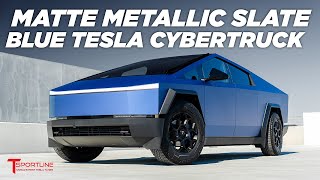 Cybertruck Wrapped in 3M Matte Metallic Slate Blue - Tesla Color Change in DIY or Professional Kits!