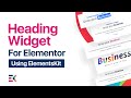 Heading Widget For Elementor Using Elementskit