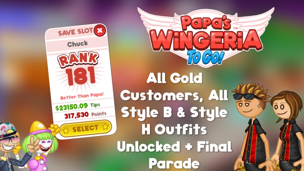 Papa's Wingeria To Go!: All Gold Customers, All Style B & Style H ...