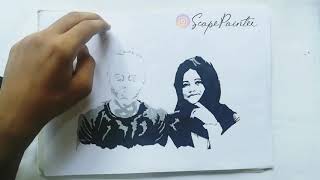 Stencil and Pencil Art | Salih \u0026 Afla | Birthday Special Gift Portraits | Art by ScapePainter