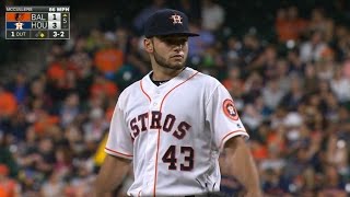 BAL@HOU: McCullers strikes out 10 over five innings