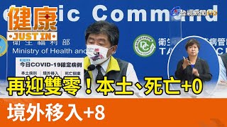 再迎雙零！本土、死亡+0  境外移入+8【健康資訊】