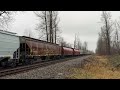 nice lash up cn x310 mixed w bc rail unit @ ruby creek bc canada 07dec23 et44ac 3114 leading